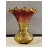 Ruffled Amberina Vase