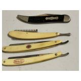 3- Straight Razors & Fish Filet Knife