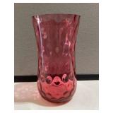 Cranberry Thumbprint Celery Vase