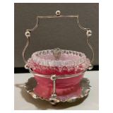 Encased Glass Jam Dish w/ Frame & Spoon