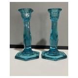 Pair of Blue Candlesticks