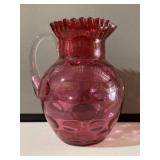 Fenton Cranberry Thumbprint Pitcher