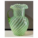 Ruffled Green Swirl Opalescent Pitcher