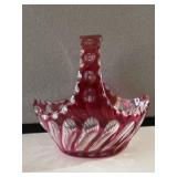 Cranberry to Clear Glass Basket