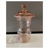 Lidded Glass Flamingo Swirl Jar