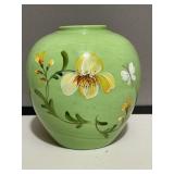 Fenton Floral Green Vase