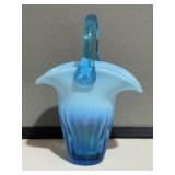 Gibson Art Glass Blue Basket