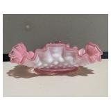 Cranberry Hobnail Ruffled Nappy