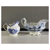 Royal Doulton Creamer & Flow Blue Gravy Boat