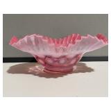 Fenton Cranberry Coin Spot Ruffled Bowl
