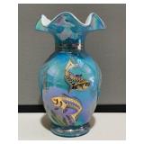 Designer Fenton Teal Vase