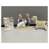 Goebel Lamb Planter, Denim Days Figurine & Vase