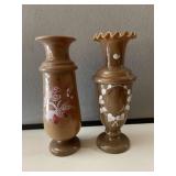 Pair Antique Bristle Glass Vases