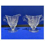 Heisey Etched Glass Orchid Creamer & Sugar