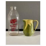 Meadow Gold Milk Bottle & Shawnee Creamer