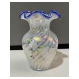 Fenton Blue Crest Ruffled Vase