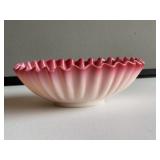 Uranium Glass Fenton Peach Blow Bowl