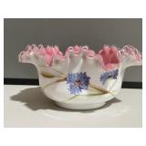 Pink & White Floral Ruffled Bowl