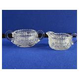 Etched Glass Creamer & Sugar