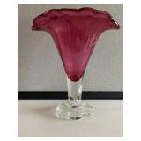 Cranberry Fan Vase