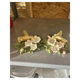 2 Piece Hummingbird Chalk Ware
