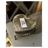 Vintage Silver Heart Jewelry Box
