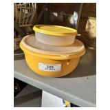 2 Piece Yellow Tupperware with Lids