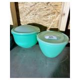 2 Piece Green Tupperware Mixing Bowl