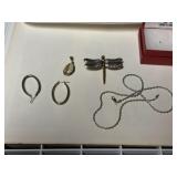 Italian Sterling Silver Necklace & Drop