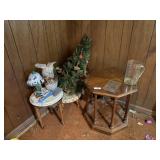Lamp Table, Vintage Footstool & Misc.