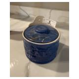 Blue Stoneware Salt Crock