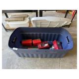 Large Rubbermaid Tote with Christmas Contents