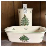 2 Pieces Spode Christmas Tree
