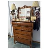 Antique Mirrored 6 Drawer Chest