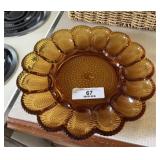 Vintage Amber Glass Deviled Egg Plate
