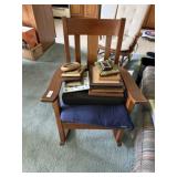 Antique Rocking Chair & Picture Frames