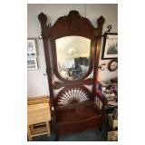 Nice Antique Mirrored Hall Tree with Bench