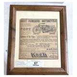 1913 Paper Motorcycle Advertisement