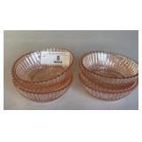 6 Pink Depression Desert Bowls