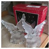 Pair of Glass Angel Candleholders