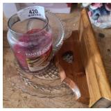 Wood Shelf, Yankee Candle & Misc.
