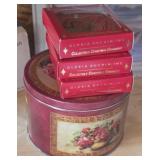 3 Gloria Buderchin Ornaments & Metal Tin
