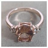 Estate Orange Sapphire Quartz Solitaire Ring