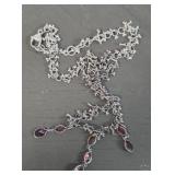 Estate Multi Gemstone Sterling Silver Necklace