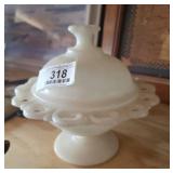 Milk Glass Candy Dish with Lid