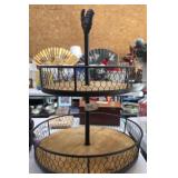 Large Metal & Wood Rooster Carousel