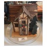 Wooden Table Top Christmas Village & Platter