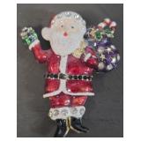 Vintage Enamel Santa Brooch