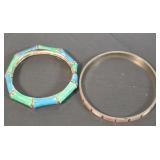 2 Vintage Enamel Bangle Bracelet