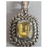 Large Citrine Sterling Silver Pendant